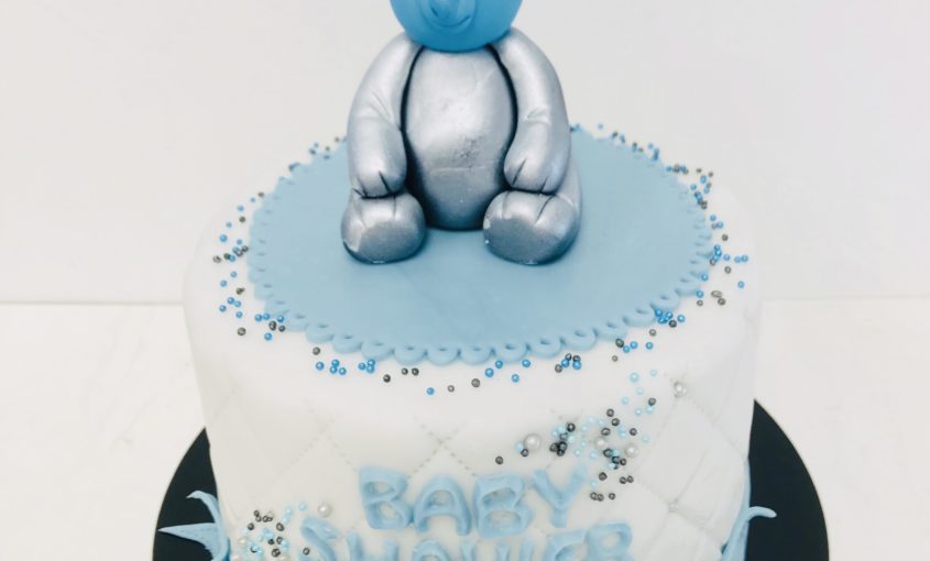 Gateau Baby Shower Ourson Argant Et Bleu L Atelier De Dorothee