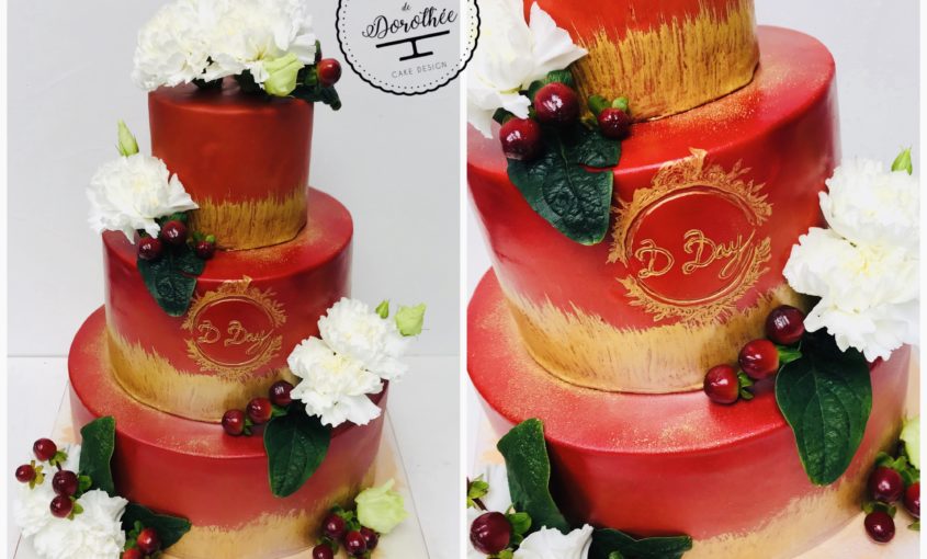 Gateau D Day Rouge Or Et Blanc L Atelier De Dorothee